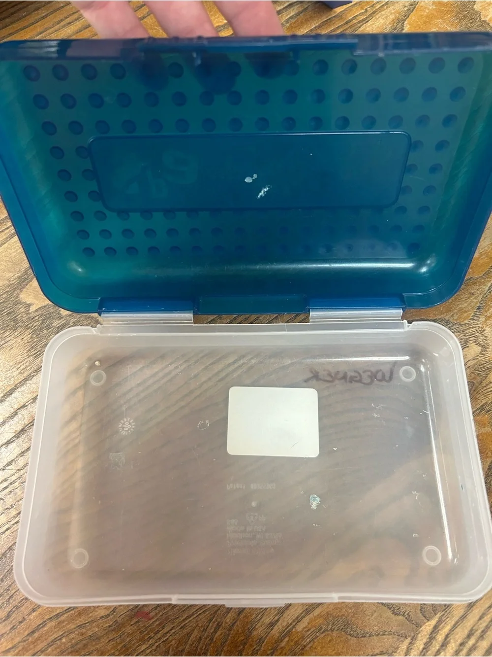 Vintage 90's Spacemaker Plastic Pencil Pen Storage Case Box Blue And Clear VG
